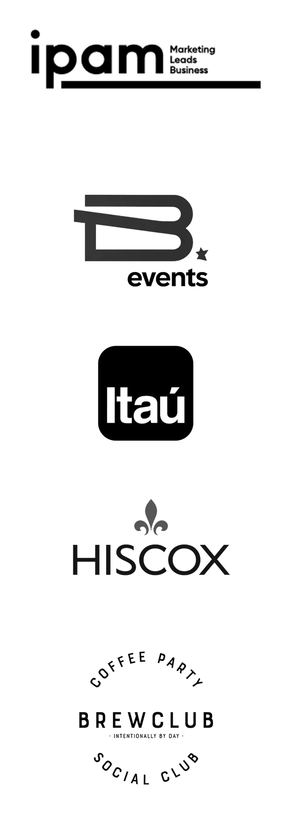ipam, B.events, Itaú, Hiscox, Brewclub