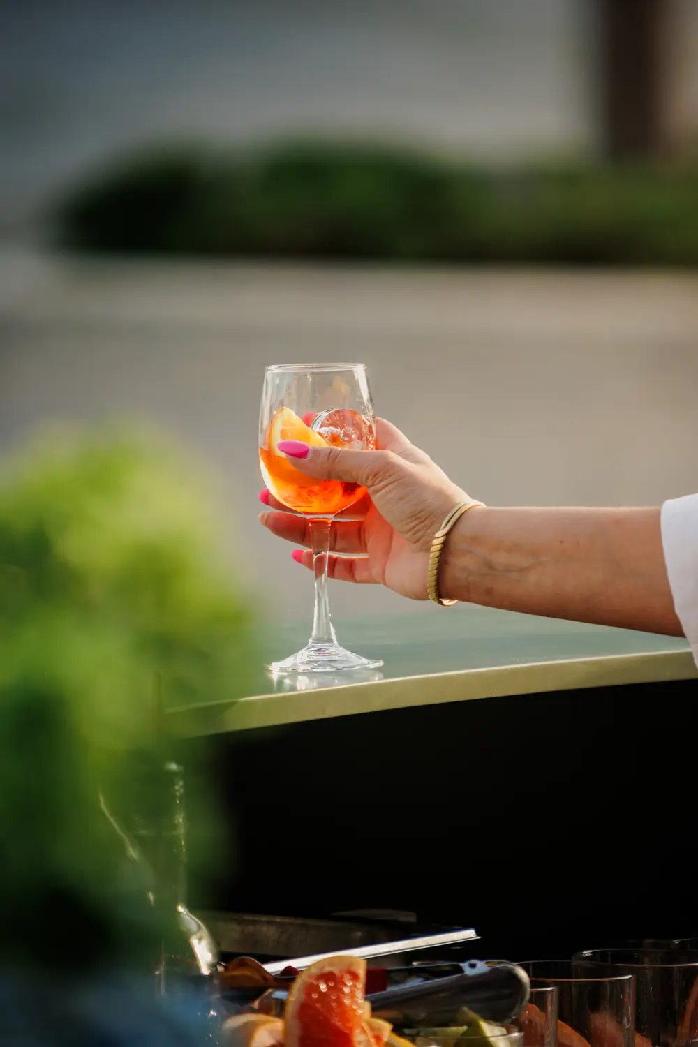 Copo de cocktail ao fim da tarde