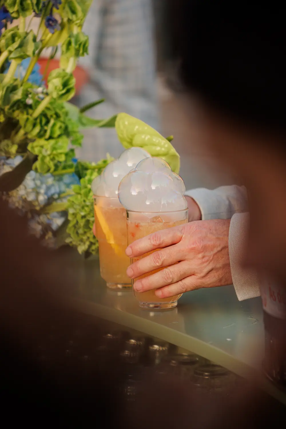 Cocktail com bolhas de fumo