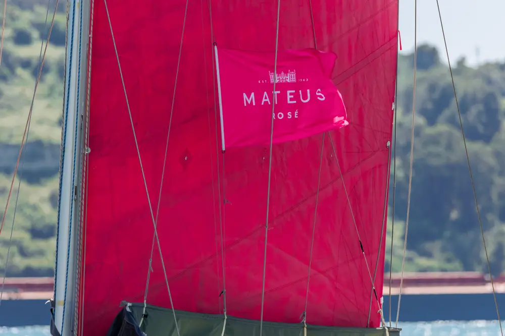 Detalhe do cabame e do galhardete de marca sobre a vela